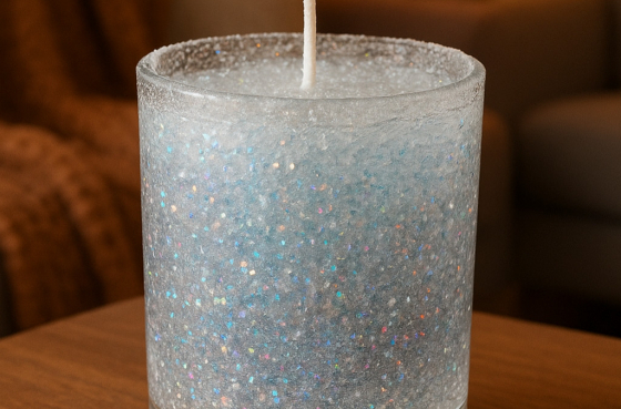 Recette DIY : Fabriquez une bougie en pot en cire en gel pailleté
